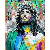 cheap People Prints-People Wall Art Canvas Jesus Christ Prints and Posters Abstract Portrait Pictures Decorative Fabric Painting For Living Room Pictures No Frame
