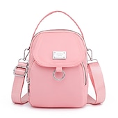 preiswerte Handtaschen und Tragetaschen-Schwarze Umhängetasche aus Nylon für Damen mit silberfarbenen Beschlägen und verstellbarem Riemen – leichte und praktische kleine Schultertasche für Reisen und den täglichen Gebrauch