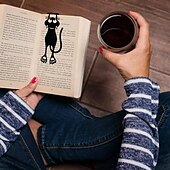 preiswerte Buchstützen &amp; Lesezeichen-1 Stück schwarze Katze Kunststoff-Lesezeichen-Umschlagschild, ausgehöhlte Mini-3D-Tier-Lesezeichen, Geschenk zum Schulanfang