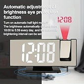 abordables Décorations et veilleuses-nouvelle horloge de projection led multifonctionnel réveil numérique horloge électronique photosensible automatique avec usb plug-in transfrontalier