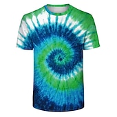 billige Retro grafikk-Disk Tie Dye T-skjorte Animé 3D Graphic Til Par Herre Dame Voksne Karneval Maskerade 3D-utskrift Fritid / hverdag