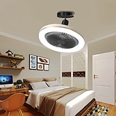 voordelige Plafondventilatorverlichting-plafondventilator met lichtafstandsbediening 30w 10 inch hangende lighe ingesloten plafondventilator dimbaar 3 lichte kleur, 3 snelheden led laag profiel inbouw plafondventilator voor keuken 85-265v
