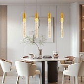 economico Luci Isola cucina-lampada a sospensione a led dimmerabile 1/2/4/5/8 testa lampada moderna in cristallo per isola da cucina, illuminazione a sospensione regolabile per isola cucina, lampadario a led in oro nero per sala