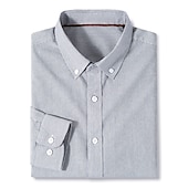 billiga Button Down-skjortor för män-Herr Skjorta Grön Khaki grön Grå Långärmad Randig Nedvikt Vår &amp; Höst Kontor &amp; Karriär Utekväll Kläder Grundläggande