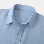 economico Casual da lavoro-Per uomo Camicia Camicia di lino Camicia in cotone e lino Camicia Estiva Camicia casual Camicia da Spiaggia Semplice Vacanza Casuale Nero Rosa Verde scuro Viola chiaro Manica Corta Bavero Estate
