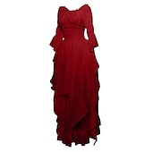 economico Vestito-Vintage Gotico Medievale Vestito Costume Cosplay Abito ispirato alla Reggenza Fiera del Ren Manica del polsino svasato Vichingo Elfico Per donna Celtico Costumi da pirata Fantasia Halloween Mascherata