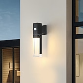 preiswerte Außenwandleuchten-LED-Sensor-Wandleuchte, Wandleuchte für den Außenbereich, Wandleuchten aus schwarzem Metall, Up-Down-Wandleuchten, Wandlaterne aus Aluminium, wasserdichte IP65-Scheinwerfer, Nachtlampen für Veranda, Terrasse, Garten, 85–265 V