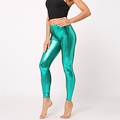 cheap Bottoms-1980s High Waisted Shiny Latex Patent Leggings PU Leather Pencil Pants Disco Women&#039;s Carnival Masquerade Party Bachelorette Party Pride Parade Adults&#039; Pants