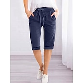 economico Pantaloncini in lino di cotone-Per donna Pantaloncini ispirati al lino Shorts Pantaloni Eleganti Attivo Semplice Casual Lunghezza al ginocchio Vita Alta Semplice Tasca Coulisse Elastico in vita Traspirabilità Morbido Confortevole