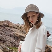 economico Cappelli per feste-cappelli cappello a secchiello in fibra cappello di paglia cappello da sole spiaggia casual elegante protezione solare con copricapo in tulle copricapo