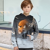 billiga Pojkens 3D-djur-sonic barn pojkar hoodie grafisk skola 3d-utskrift långärmad ficka dagligen 3-12 år vinter ljusblå