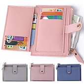 abordables Portefeuilles-Femmes Portefeuille Porte-Cartes de Crédit faux cuir Quotidien Fête Fermeture éclair Grande capacité Imperméable Léger Couleur Unie Noir Rose Claire Rouge clair