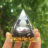 cheap Outdoor Decoration-Orgone Pyramid For Positive Energy And Amethyst Crystal Ball, With Protection From Crystals Energy Generator For Stress Reduce Healing Meditation And Wealth Attraction For Home Decoration
