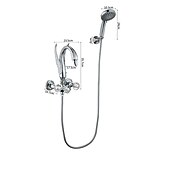 halpa Ulkotilojen suihkutarvikkeet-vintage messinginen suihkuhanasetti käsisuihkulla, perinteinen kylpyammeen juoksuputki kaksikahvainen kylpyamme hana seinään kiinnitettävä