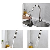 cheap Pullout Spray-Touchless Sensor Kitchen Faucet Sink Mixer Tap Touch on with Pull Out 2 Mode Sprayer, Digital Display 360 Swivel Single Handle Taps Stainless Steel Deck Mounted, Water Vessel Taps
