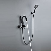 halpa Ulkotilojen suihkutarvikkeet-vintage messinginen suihkuhanasetti käsisuihkulla, perinteinen kylpyammeen juoksuputki kaksikahvainen kylpyamme hana seinään kiinnitettävä