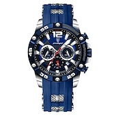 voordelige Quartz-horloges-POEDAGAR Luxe Mannen Polshorloge Sport Chronograaf Silicone Strap Mannen Horloges Waterdicht Luminieuze Datum Heren Quartz Horloge