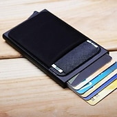 ieftine suporturi pentru carduri și cutii-Portofel de afaceri din aluminiu pentru bărbați cu sau fără buzunar pentru bani suport de carduri de identitate blocare RFID portofel metalic subțire punguță pentru monede