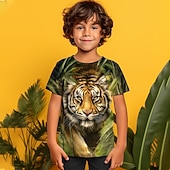 levne 3D zvířata pro chlapce-Chlapecké 3D Grafika Tričko Košilky Krátký rukáv 3D tisk Léto Jaro Aktivní Polyester Děti 4-12 let Venkovní Denní Běžný