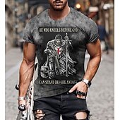 abordables Camisetas de fe-Hombre Unisexo León Estampados Cruz Camisa Camiseta Tee Manga Corta Camiseta Impresión 3D Escote Redondo Camisa Design Básico Grande y alto Casual Diario Negro / Gris Oro + Negro Negro Verano Ropa