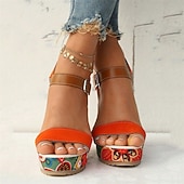preiswerte Keilsandalen-Damen-Keilsandalen im Boho-Stil mit Blumenmuster – offenes Plateaudesign mit verstellbaren Riemen für lässige Sommeroutfits