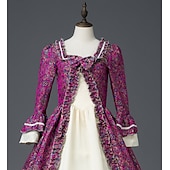 baratos Vestidos-Vintage Rococó Renascentista Maxi Vestidos Julieta Cinderela Flor Princesa Decote Quadrado Normal Todos Real Dia Das Bruxas Carnaval Baile de Máscaras Espetáculo Festa dia das Bruxas Adulto Todas as