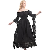 economico Vestito-Vintage Gotico Medievale Vestito Costume Cosplay Abito ispirato alla Reggenza Fiera del Ren Manica del polsino svasato Vichingo Elfico Per donna Celtico Costumi da pirata Fantasia Halloween Mascherata