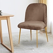 abordables Funda para silla de comedor-Funda para silla de comedor, tapizada en terciopelo elástico, funda para silla de comedor lateral, funda para silla de comedor con respaldo curvo en color burdeos y rojo, fundas para sillas de