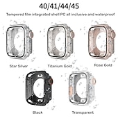 cheap Smartwatch Case-Watch Case Compatible with Apple Watch Series 8 7 41mm 45mm / Series 6 5 4 SE 40mm 44mm / Series 3 2 1 38mm 42mm Scratch Resistant All Around Protective HD Clear Tempered Glass / PC Watch Cover