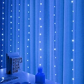 abordables Proyector de la lámpara  y proyector láser-Cortina de luces de hadas, cadena de luces, 8 modos con control remoto, luces decorativas para fiestas de Navidad, bodas, alimentadas por USB