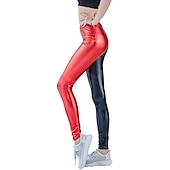 cheap Bottoms-1980s High Waisted Shiny Latex Patent Leggings PU Leather Pencil Pants Disco Women&#039;s Carnival Masquerade Party Bachelorette Party Pride Parade Adults&#039; Pants