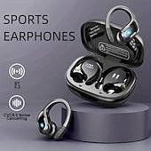 お買い得  ワイヤレスヘッドホン-ランニング用ワイヤレス イヤフォン IPX7 防水 イヤフォン イヤーフック付き 60時間バッテリー デュアル LED ディスプレイ ピュアバス音