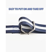 voordelige Herenriemen-heren nylon riem gemakkelijk verstelbare dubbele ringgesp golfriem zwart casual unisex web canvas riem metalen tactische gesp mode effen gestreept