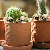 preiswerte Halloween Hängende &amp; Tischdekorationen-20 Stück Mini-Totenköpfe, Halloween, kleiner Skelettkopf, Blumentopf-Dekor, realistischer Totenkopf, Kunsthandwerk, Gartendekoration, Bonsai, Hofornamente