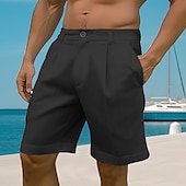 economico Vacanza-Per uomo Pantaloncini Pantaloncini di lino Pantaloncini estivi Pantaloncini da spiaggia Pulsante Tasche Gamba dritta Liscio Comfort Traspirante Breve Informale Giornaliero Per eventi Misto cotone e
