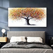 baratos Pinturas Florais/Botânicas-Pintura a óleo abstrata colorida da árvore da vida, arte de parede, tela pintada à mão, imagens de arte de parede para sala de estar, decoração de casa, sem moldura