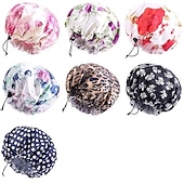 abordables Aparatos para el baño-gorro de ducha de seda con estampado de leopardo, gorro de ducha de doble capa impermeable, gorros de pelo eva reutilizables para la protección del cabello, siete colores disponibles, para el cuidado
