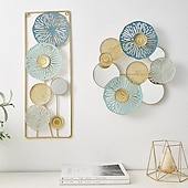 abordables décoration murale en métal-Décoration murale 1pc, décoration murale en métal conçue avec une feuille de lotus, décoration murale suspendue rustique, art mural en métal de ferme, décoration murale moderne pour le bureau de la chambre à coucher du salon