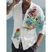 economico Stampa animal-Per uomo Farfalla Piume Camicia Camicia con bottoni Manica lunga Di tendenza Streetwear Originale Esterno Informale Giornaliero Autunno inverno Collo ripiegabile Stampa Bottone giù Rosso / Bianco