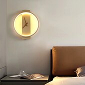 abordables Apliques de pared para interior-Lámpara de pared interior con reloj, lámpara de pared decorativa creativa, diseño de reloj real de 30 cm, accesorio de iluminación montado en la pared de metal para dormitorio, cabecera, pasillo, sala
