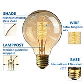 voordelige Gloeilamp-3 stks 2 stks 1 stks retro edison lamp e27 220 v 40 w gloeilamp g80 filament vintage ampul gloeilamp spiraal lamp home decor