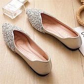 cheap Women&#039;s Flats-Women&#039;s Pointed Toe Rhinestone Flats – Elegant Glitter Slip-On Shoes for Wedding, Party, and Evening Wear