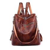 economico Zaini alla moda-zaino multifunzione in pelle da donna - borsa per il ritorno a scuola antifurto di grande capacità in marrone e nero