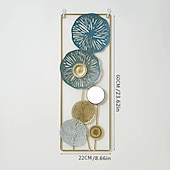 abordables décoration murale en métal-Décoration murale 1pc, décoration murale en métal conçue avec une feuille de lotus, décoration murale suspendue rustique, art mural en métal de ferme, décoration murale moderne pour le bureau de la chambre à coucher du salon