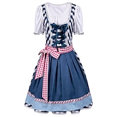 billige Dirndl-Oktoberfest Dirndl Trachtenkleader Oktoberfest / øl bayerske bayerske Wiesn Tradisjonell stil Enger Dame Tradisjonell stil klut Topp Kjole Forkle