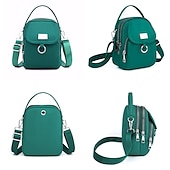 preiswerte Handtaschen und Tragetaschen-Schwarze Umhängetasche aus Nylon für Damen mit silberfarbenen Beschlägen und verstellbarem Riemen – leichte und praktische kleine Schultertasche für Reisen und den täglichen Gebrauch