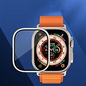 cheap Smartwatch Screen Protectors-Watch Case for Apple Watch Ultra 49mm Screen Protector 49mm 9H Tempered Glass Titanium Alloy Frame Keep Original Touch Sensitive Lightweight Protective Glass Film for iwatch Ultra 49mm