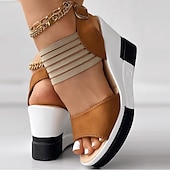 tanie Sandały na koturnie-czarne sandały damskie na koturnie z paskiem - modne letnie obuwie do noszenia na co dzień i wieczorowo