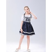 ieftine Dirndl-Halloween Oktoberfest Rochii Dirndl Trachtenkleader bavareză Servitoare Germană Munchen Rochie de costum tradițional Pajiști Pentru femei Fete Pânză în stil tradițional Bluză Rochie Șorț