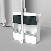 abordables Les fournitures de nettoyage-1 ensemble/2 pièces ensemble balai et pelle à poussière pour la maison, ensemble combiné pelle à poussière et balai droit, balayage des poils d&#039;animaux de sol en bois de cuisine de bureau, fournitures